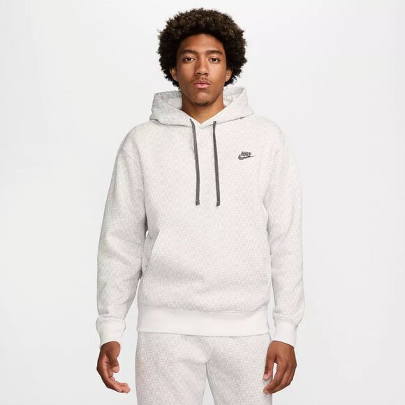Nike Sportswear Club Fleece Monogram Pullover Hoodie Men's XL Summit White Gray - Picture 7 of 7